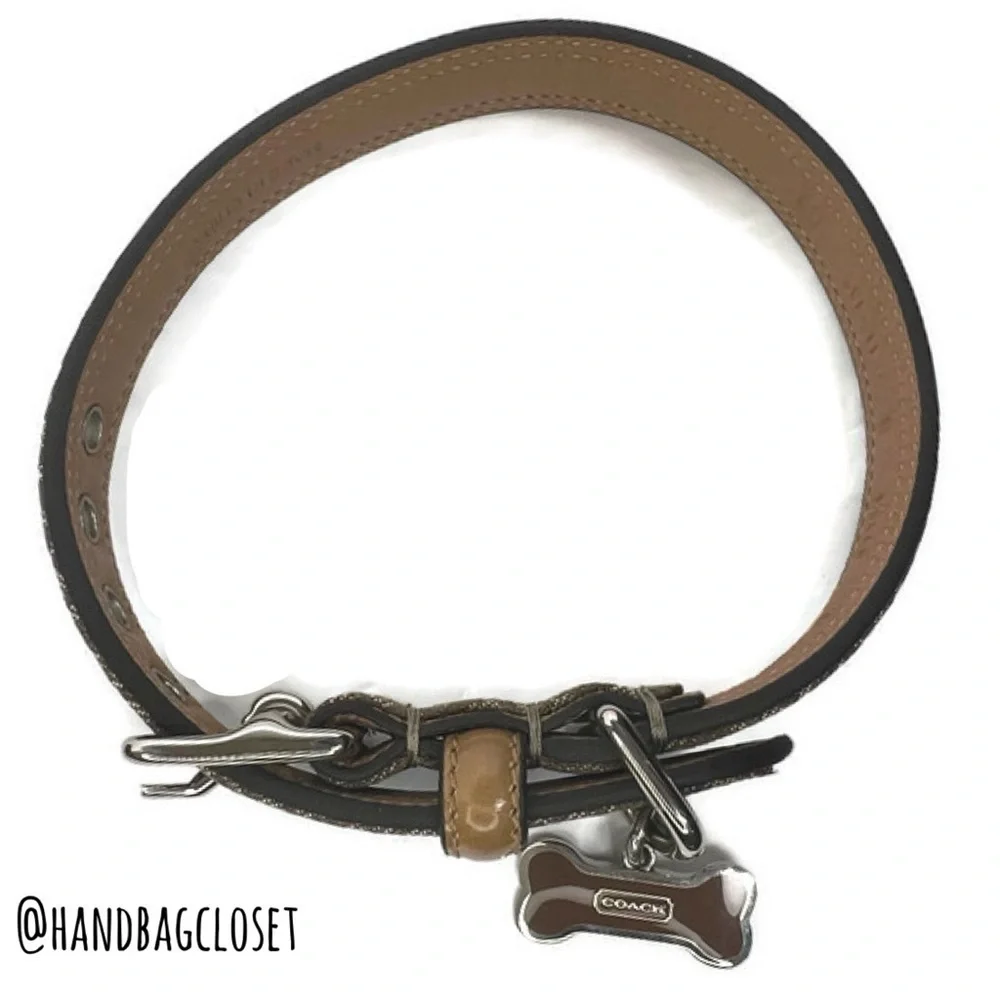 Coach Signature Light Brown Tan Leather Vintage Size S  Small 11-13” Dog Collar